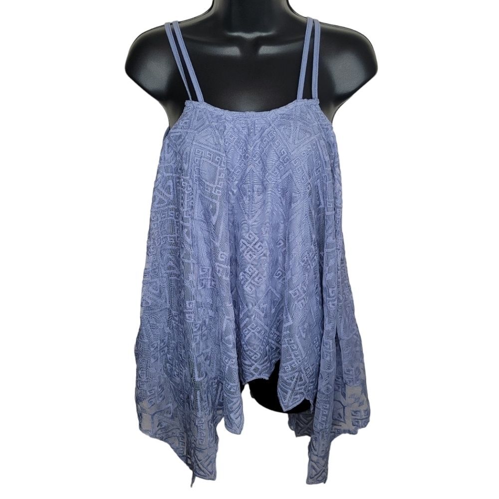 Mur Mur Nwt mesh embroidered sharkbite hem tank top Large